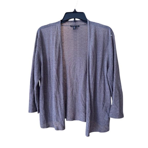 Eileen Fisher Sweaters - Eileen‎ Fisher Linen Cardigan Open lightweight Layer Size Medium. Purple/Gray.